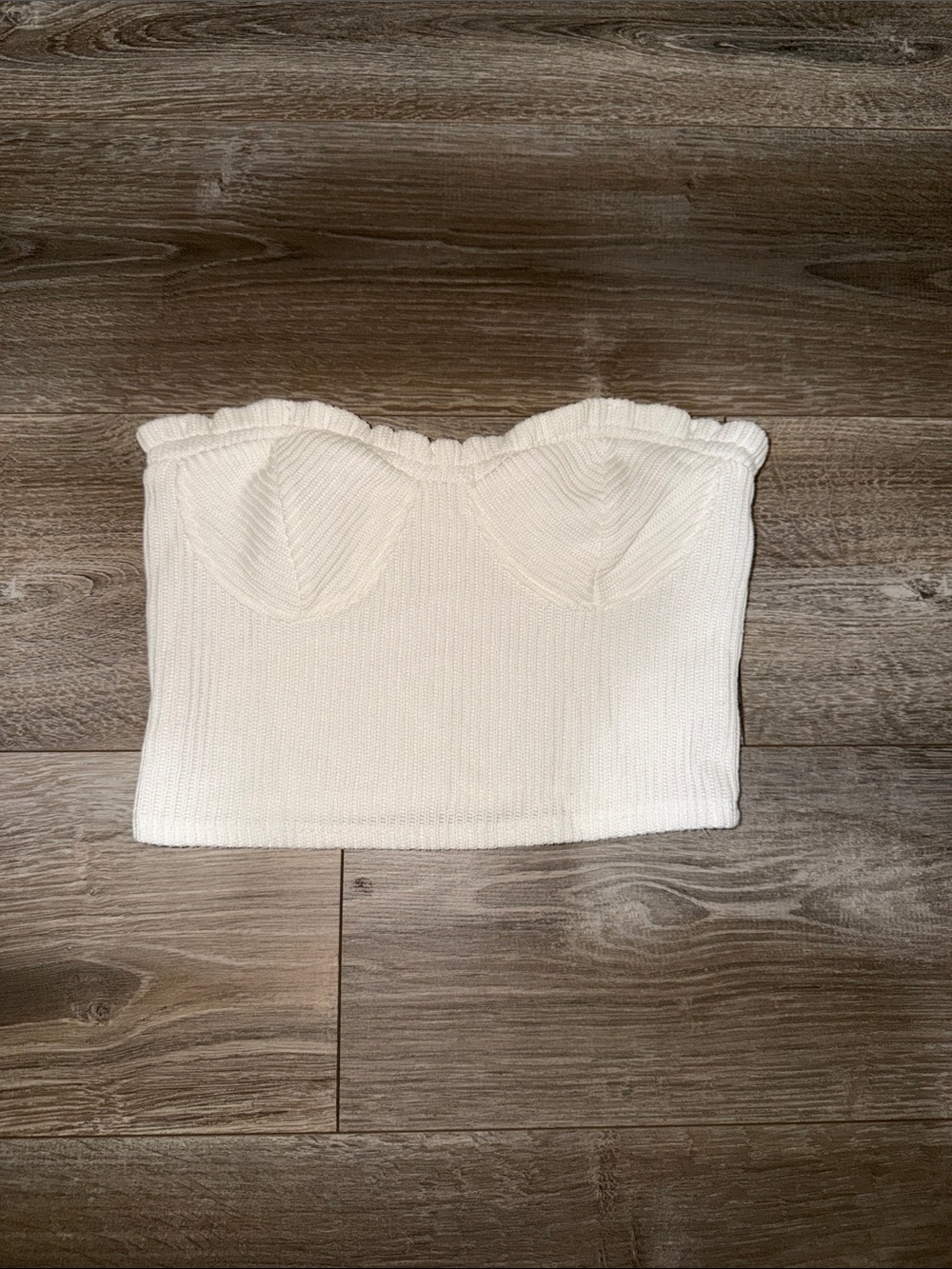 NWOT Cream Ribbed Bustier Crop Top - Women's